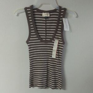 Universal Thread Chocolate and Cream Striped Tank Top